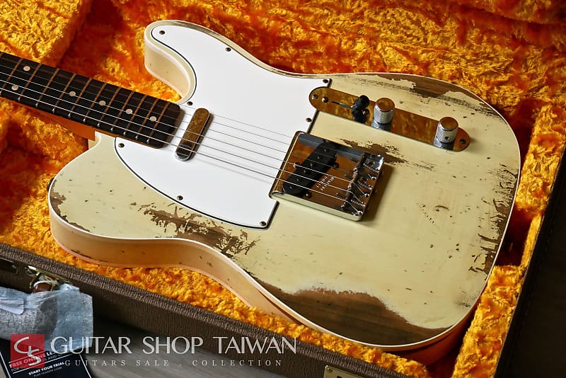 2021 Fender Custom Shop 1960 Telecaster Heavy Relic-Vintage White.